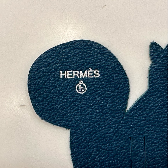 Hermes Chèvre Mysore Petit H Squirrel Ribbon Charm Blue - Picture 2 of 7